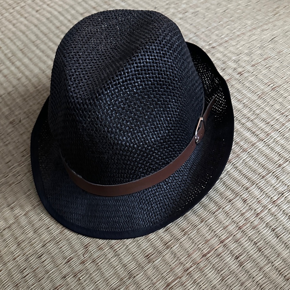 Black Fedora Hat with Brown Band